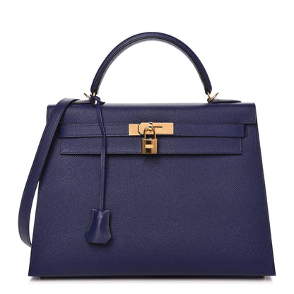 Hermes Epsom Kelly Sellier 32 Bleu Encre 1 of 36