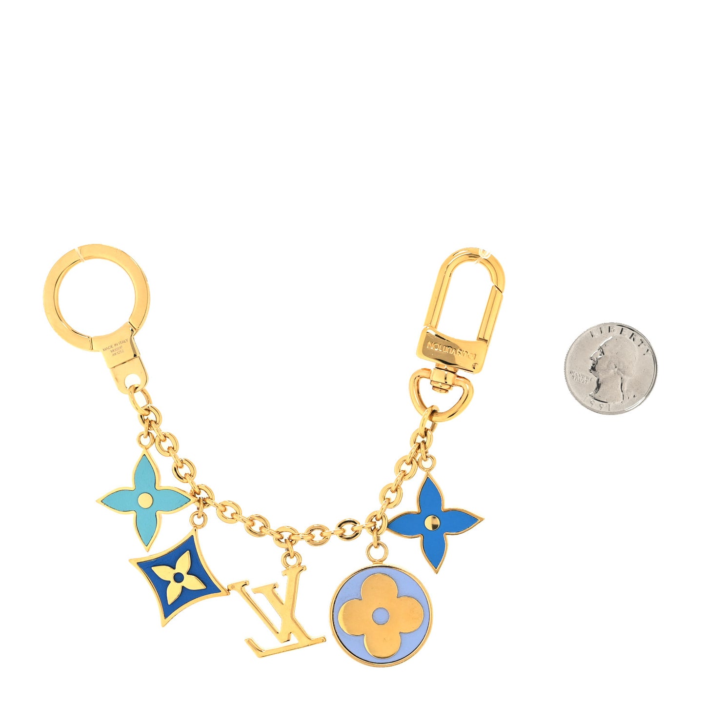 LV Lively Key Chain Bag Charm Pink Blue