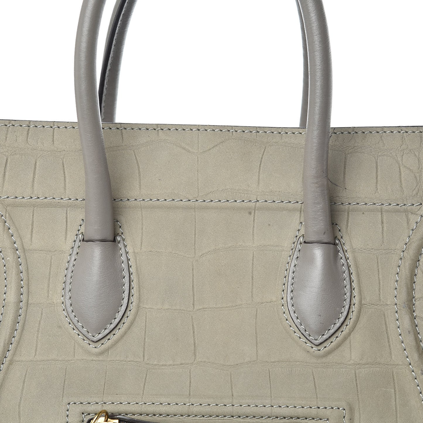Crocodile Embossed Nubuck Medium Phantom Luggage Grey
