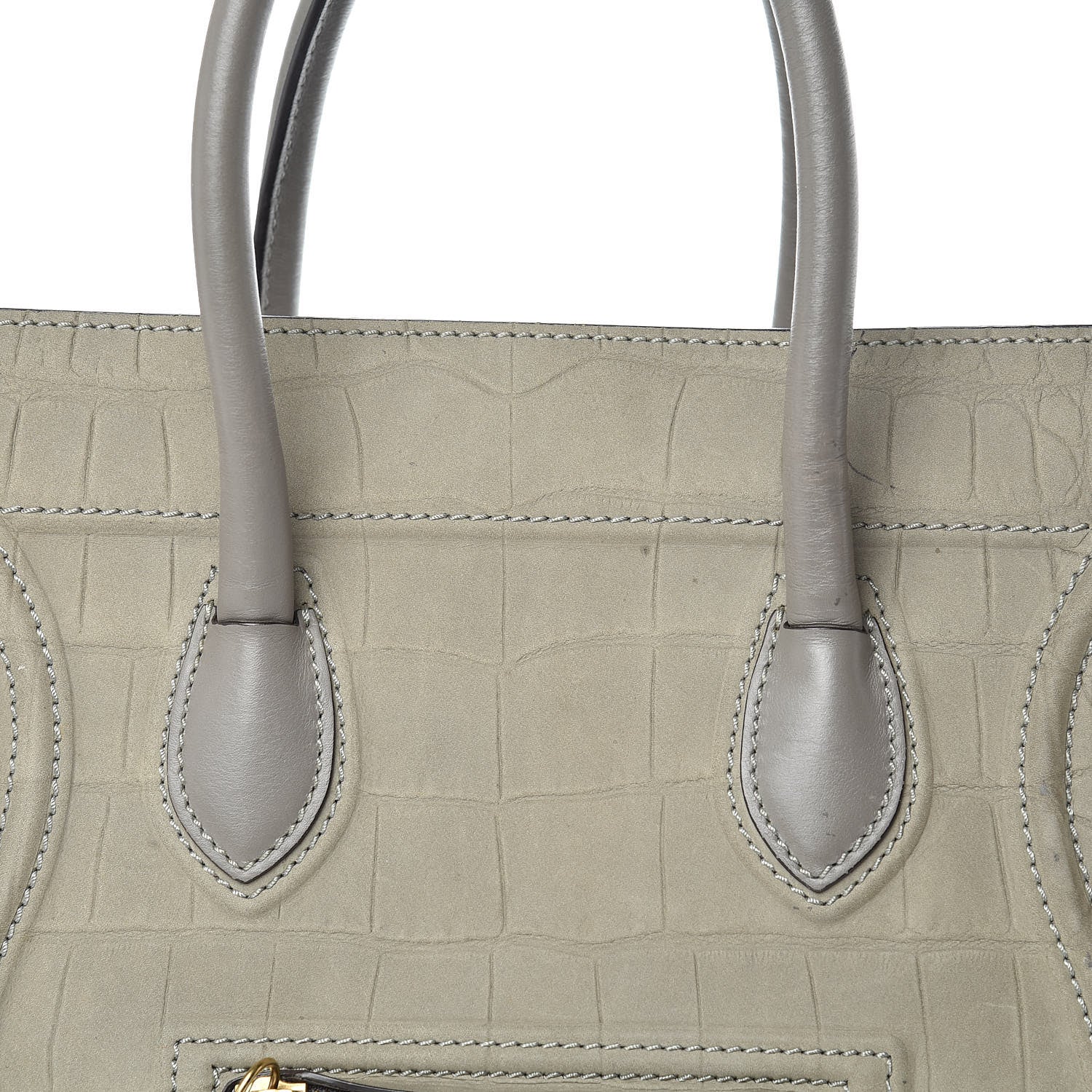 Celine Crocodile Embossed Nubuck Medium Phantom Luggage Grey 8 of 24