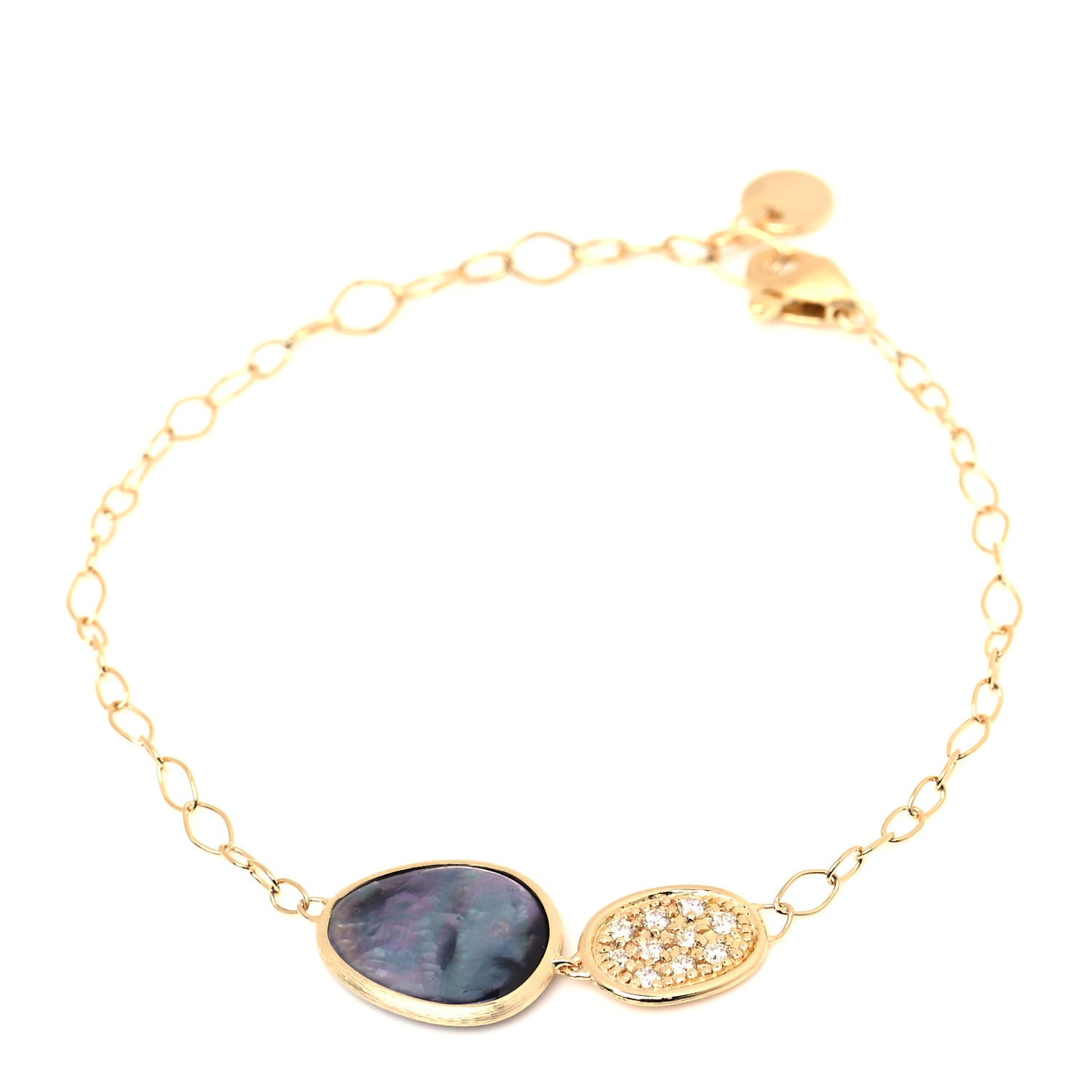 18K Yellow Gold Diamond Mother of Pearl Lunaria Bracelet