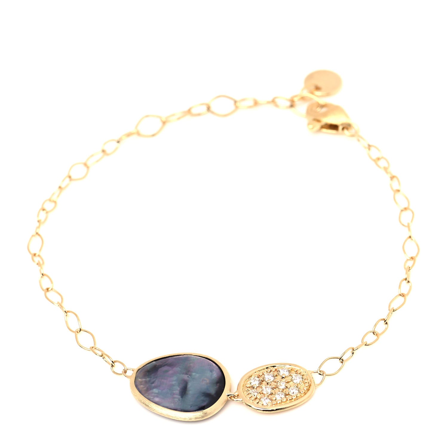 Marco Bicego 18K Yellow Gold Diamond Mother of Pearl Lunaria Bracelet 1 of 5
