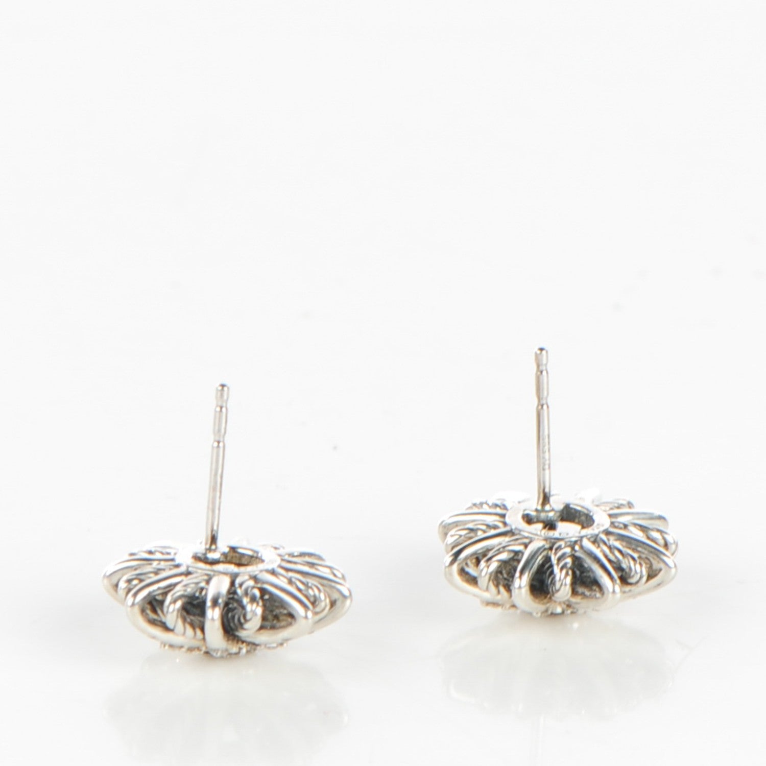 David Yurman Sterling Silver Diamond 16mm Starburst Earrings 3 of 4