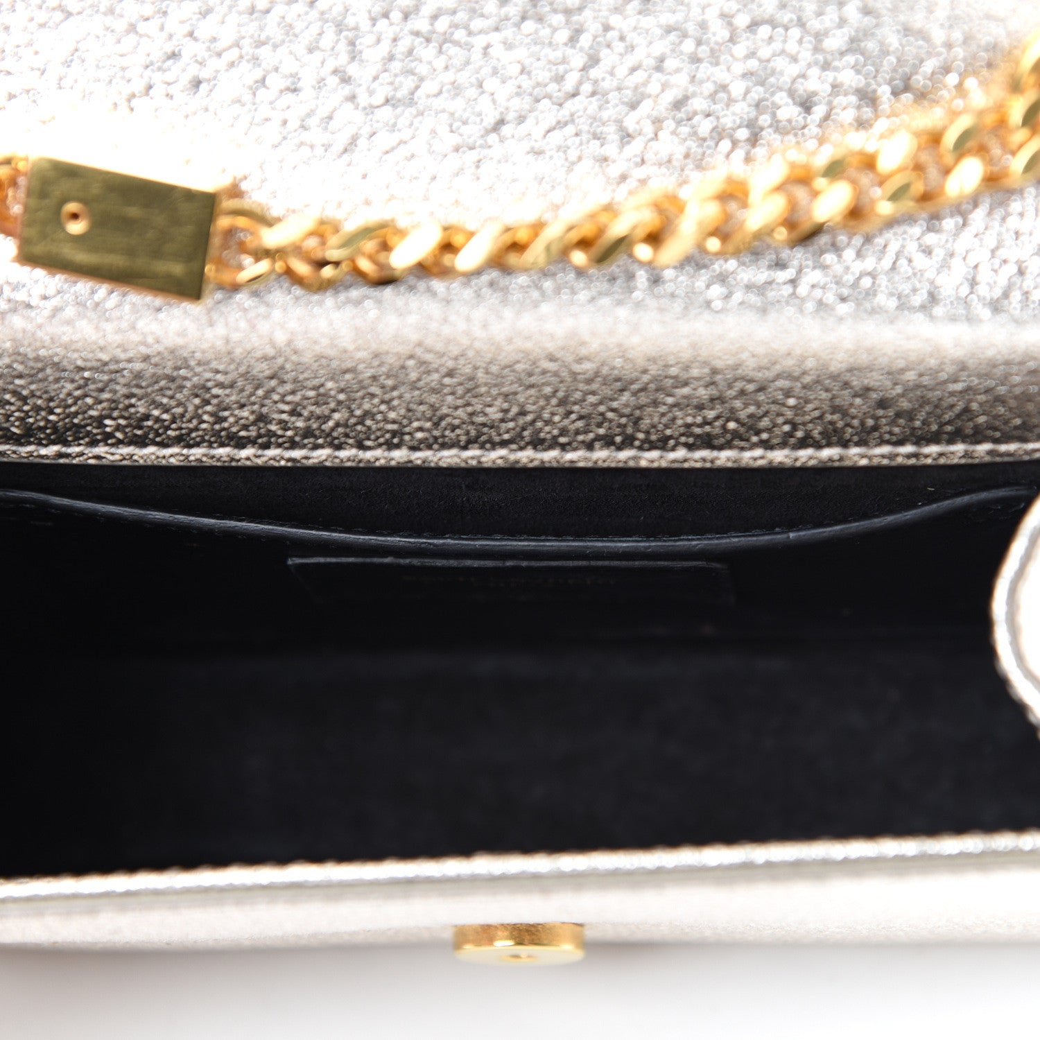 Saint Laurent Metallic Calfskin Small Classic Monogram Kate Satchel Pale Gold 7 of 10