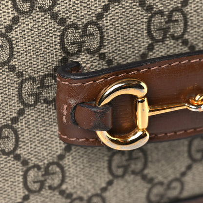 Gucci GG Supreme Monogram Azalea Calfskin Web Mini Horsebit 1955 Shoulder Bag Beige Ebony Brown Sugar 14 of 19
