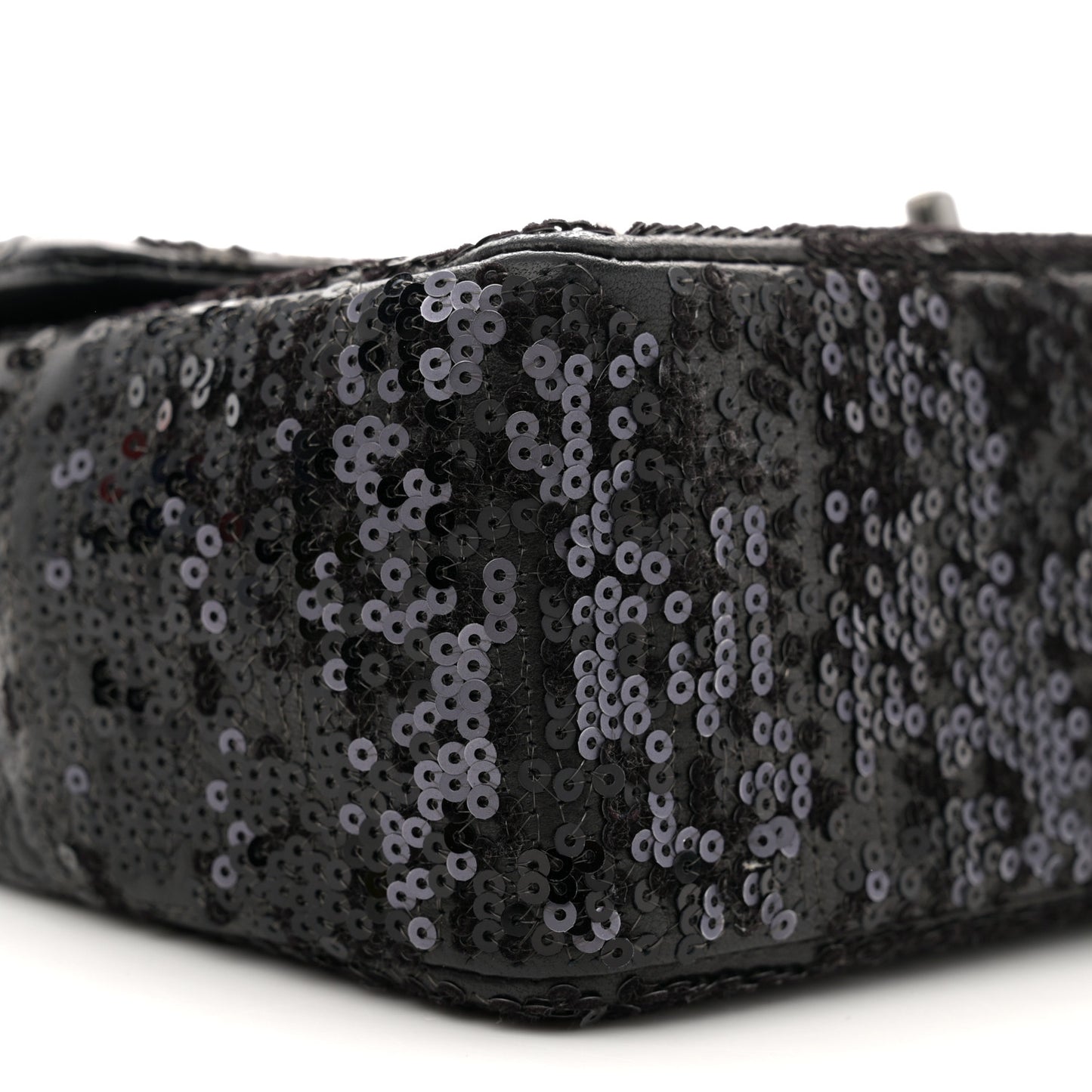Sequin Lambskin Medium Moonlight on Water Flap Black