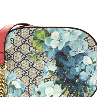 Gucci GG Supreme Monogram Blooms Mini Chain Shoulder Bag Beige Blue Navy Hibiscus Red 8 of 11
