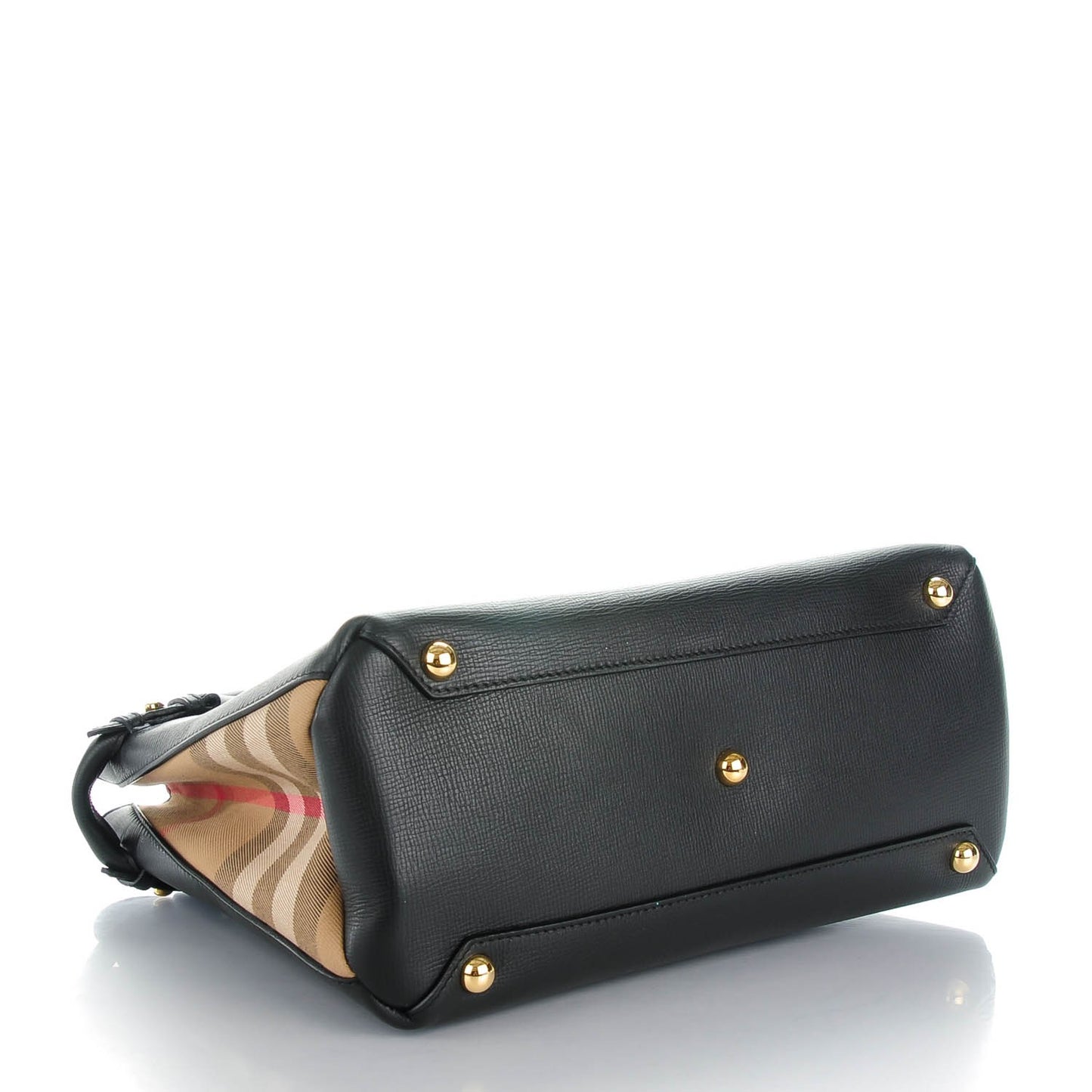 Grainy Calfskin House Check Medium Banner Tote Black