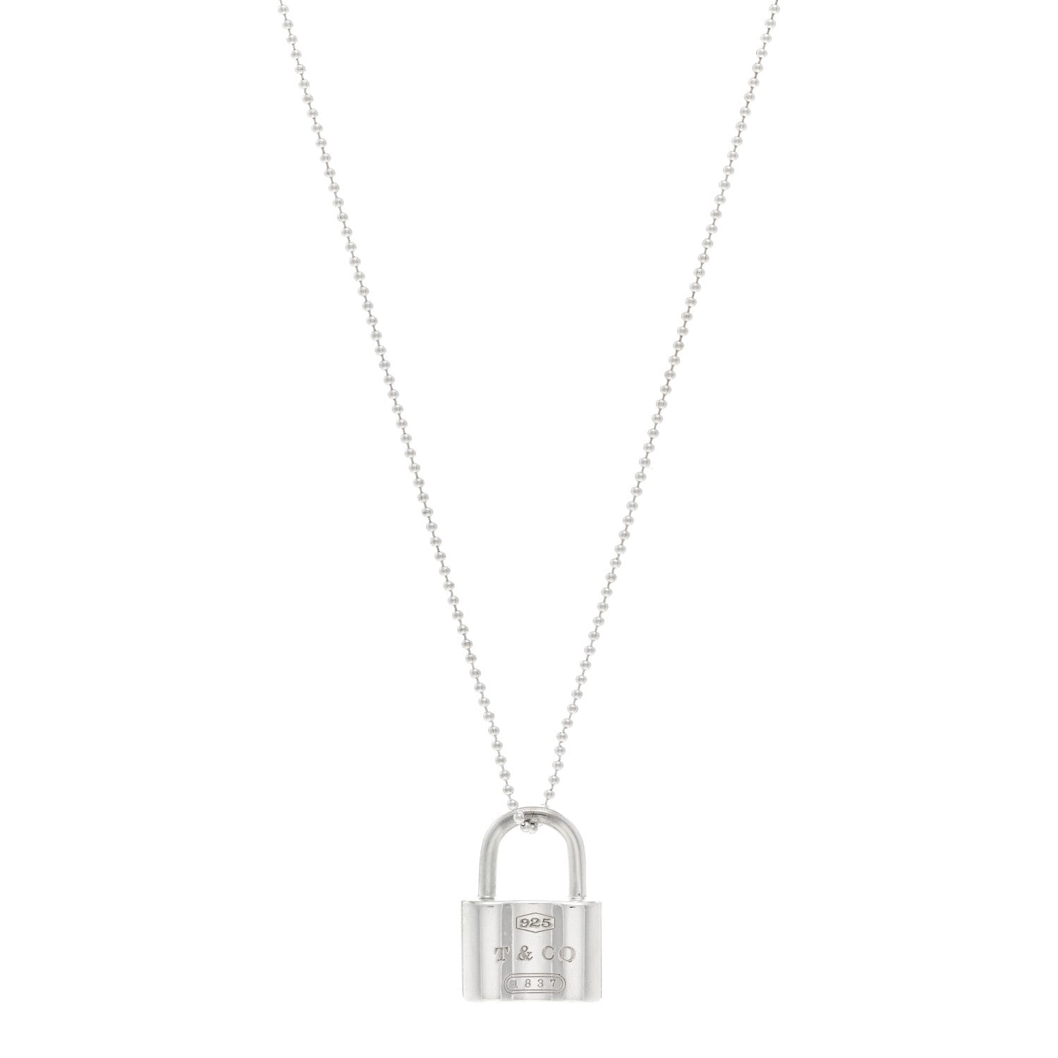 Tiffany Sterling Silver 1837 Lock Charm Pendant Necklace 1 of 4