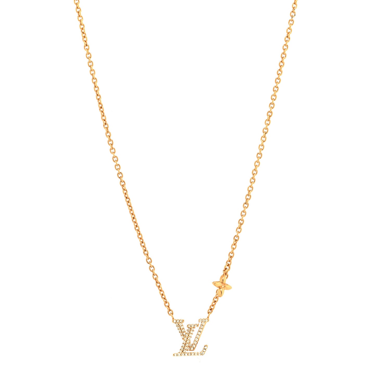 Metal Crystal LV Iconic Necklace Gold