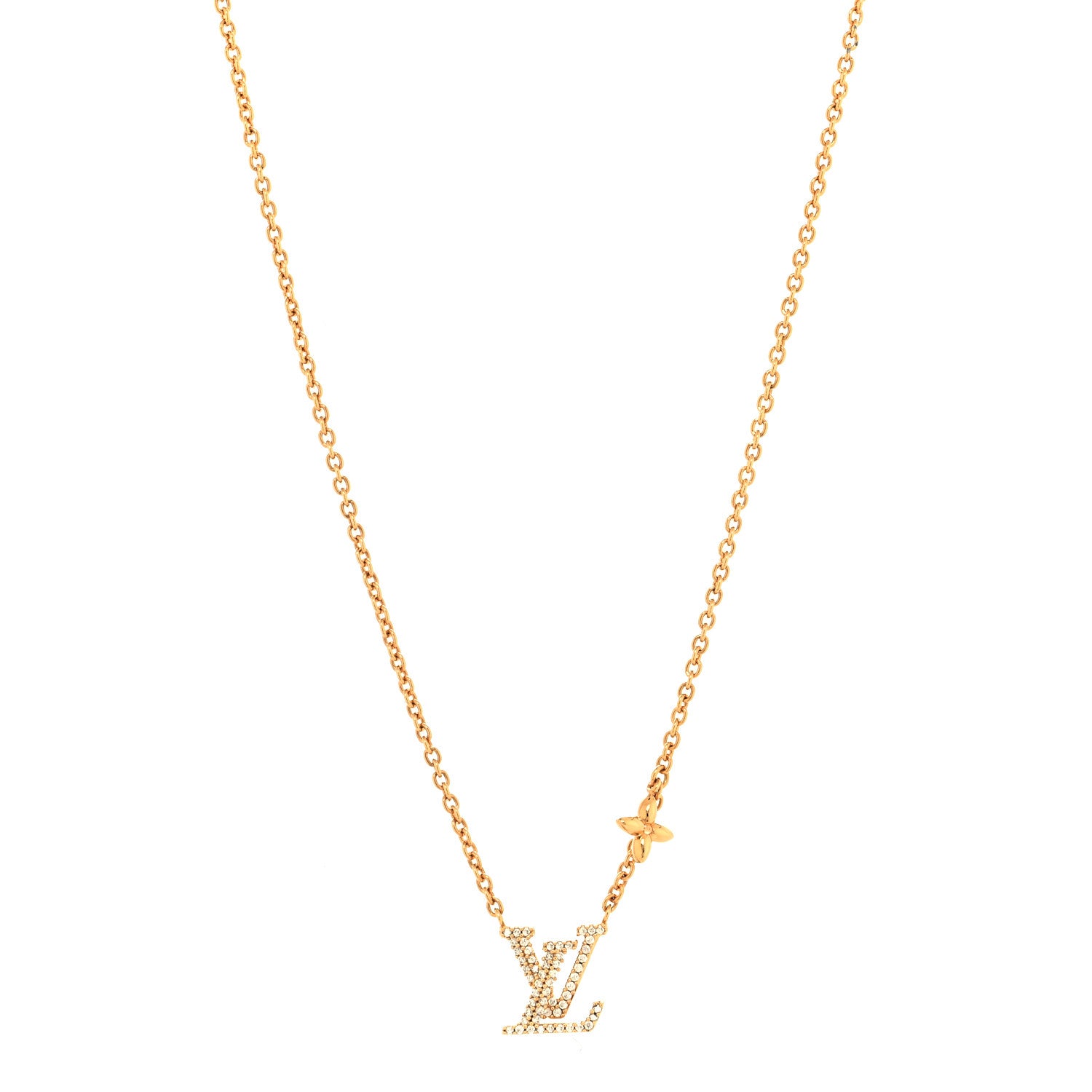 Louis Vuitton Metal Crystal LV Iconic Necklace Gold 1 of 6