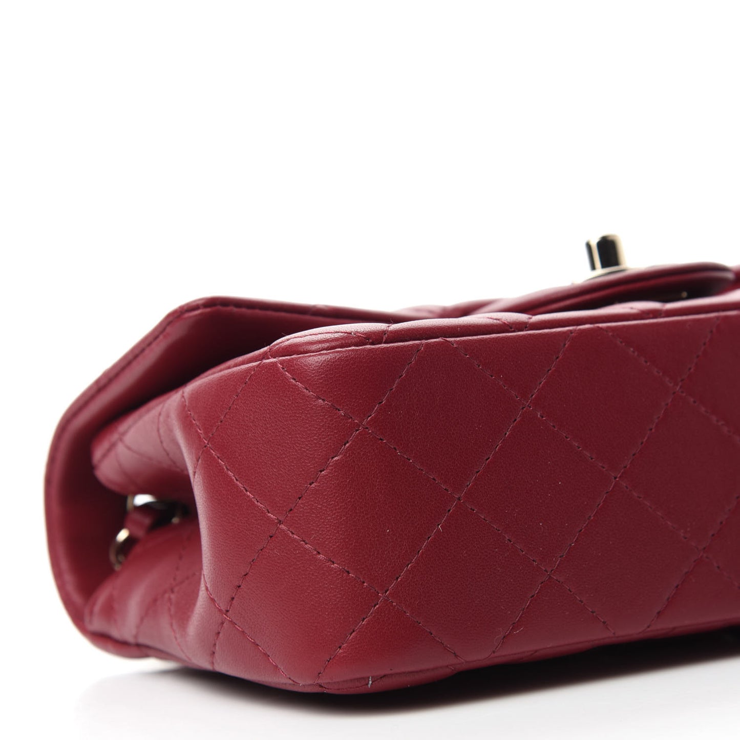 Lambskin Quilted Mini Rectangular Flap Burgundy