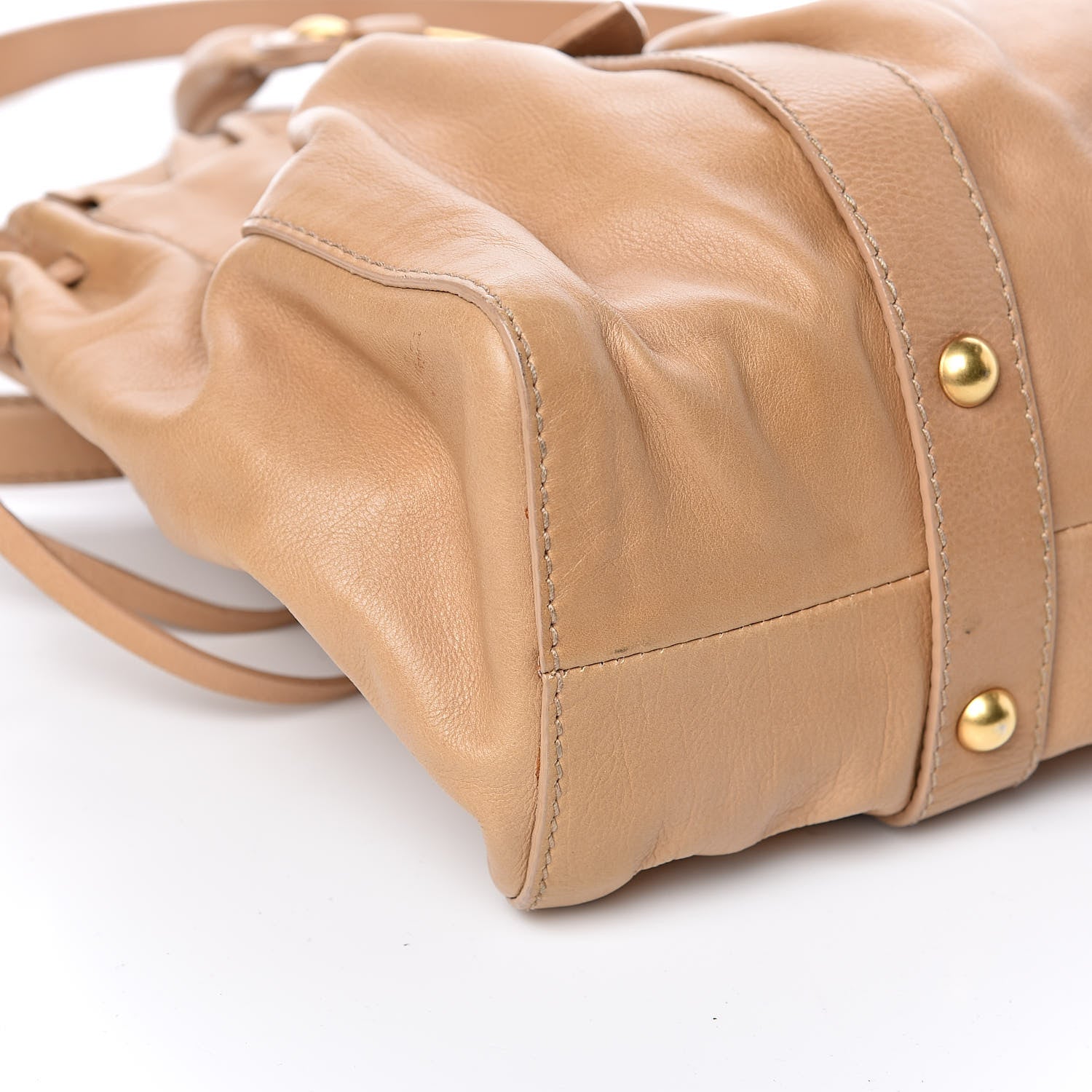 Miu Miu Vitello Lux Gathered Shopper Tote Beige 8 of 11