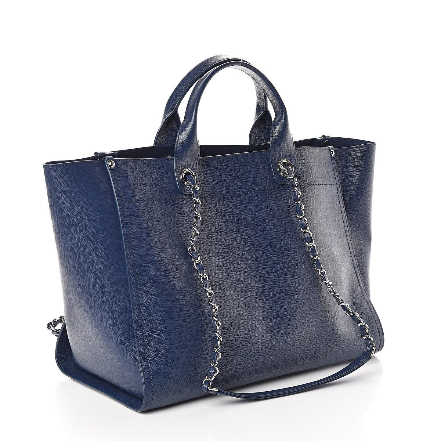 Caviar Large Studded Deauville Tote Navy
