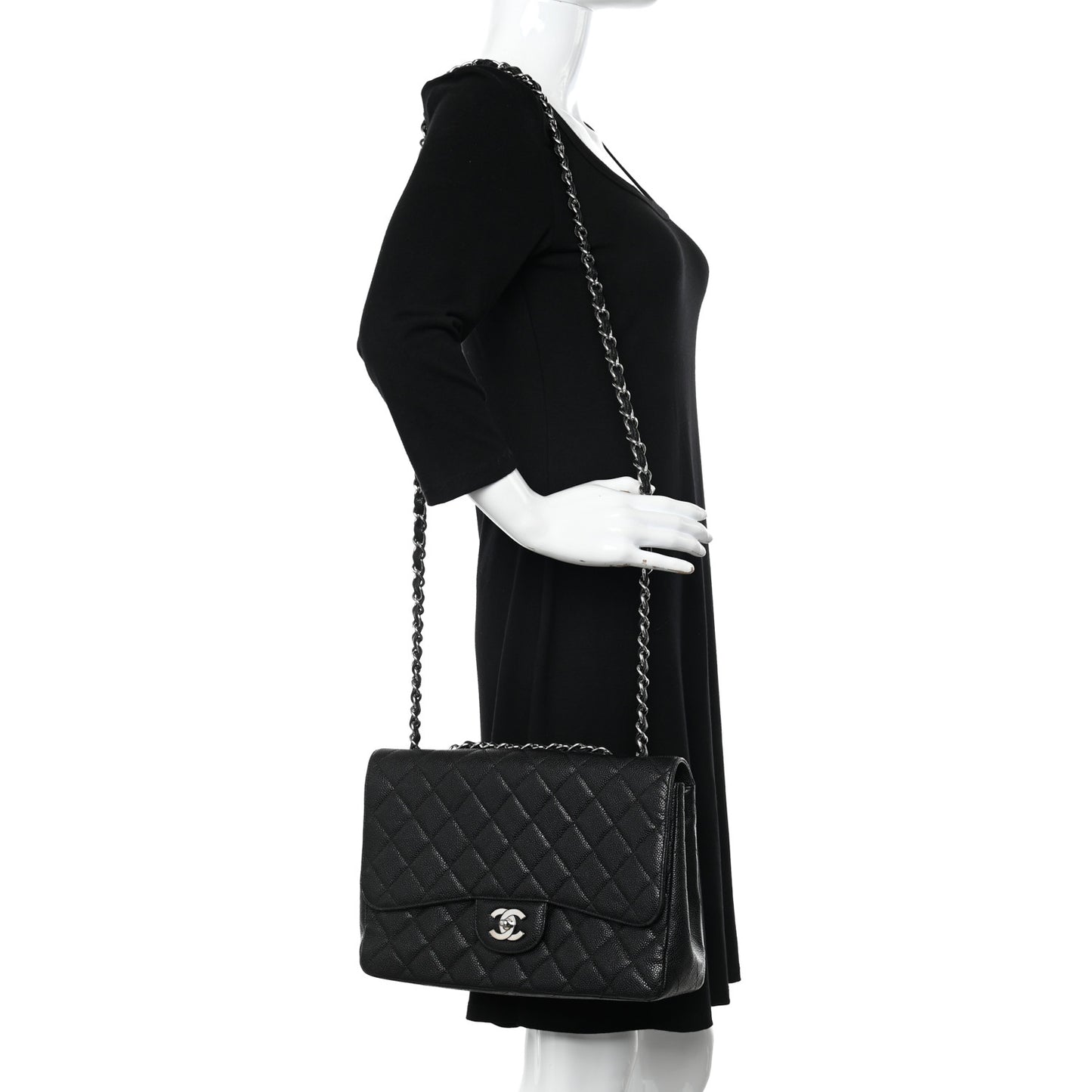Caviar Quilted Jumbo Single Flap Black