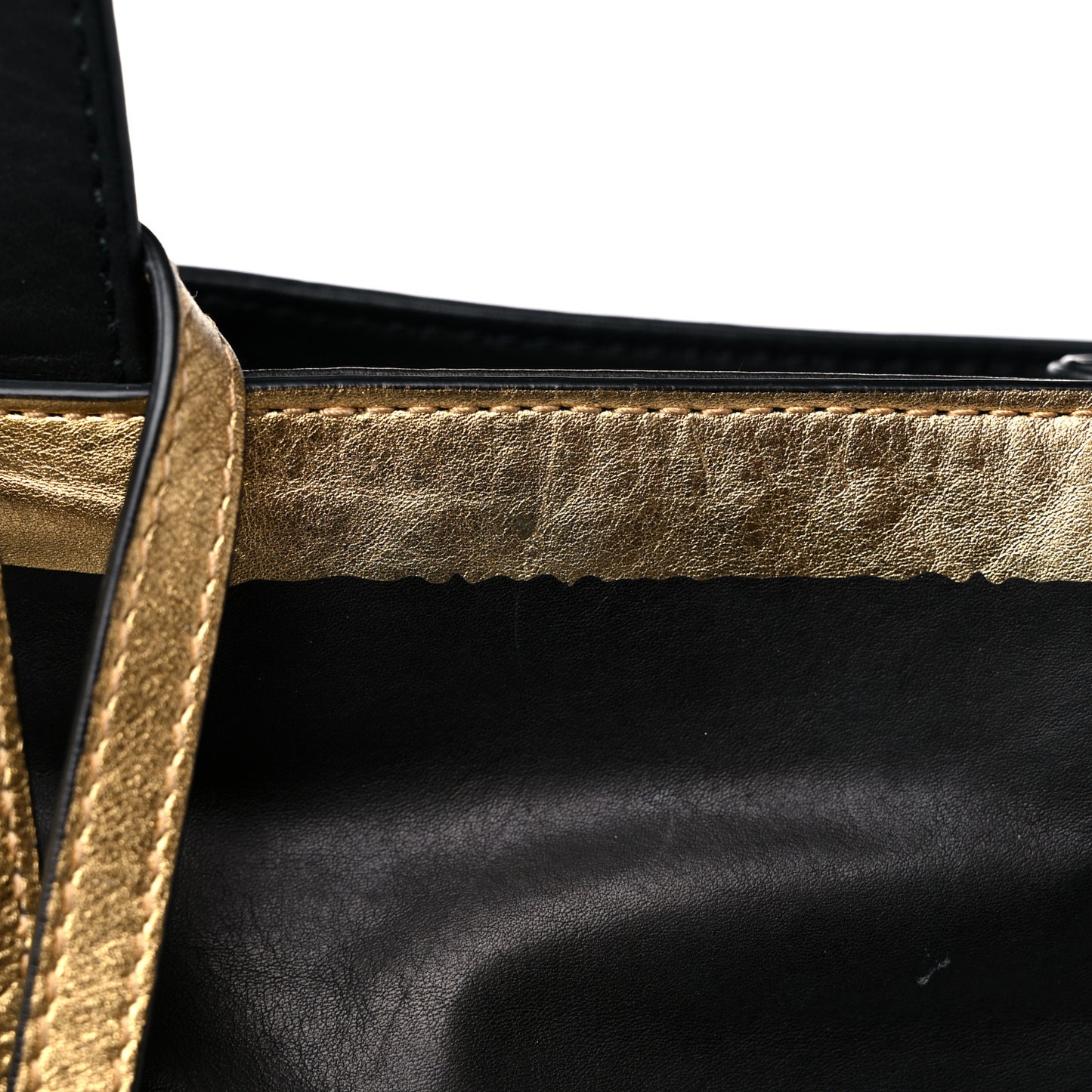 Nappa Metallic Tote Black Gold