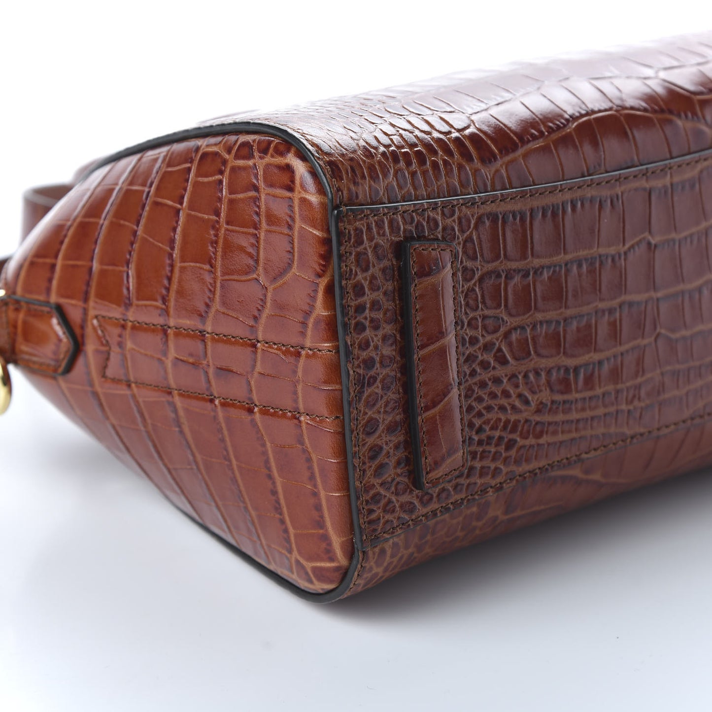 Calfskin Crocodile Embossed Mini Antigona Cognac