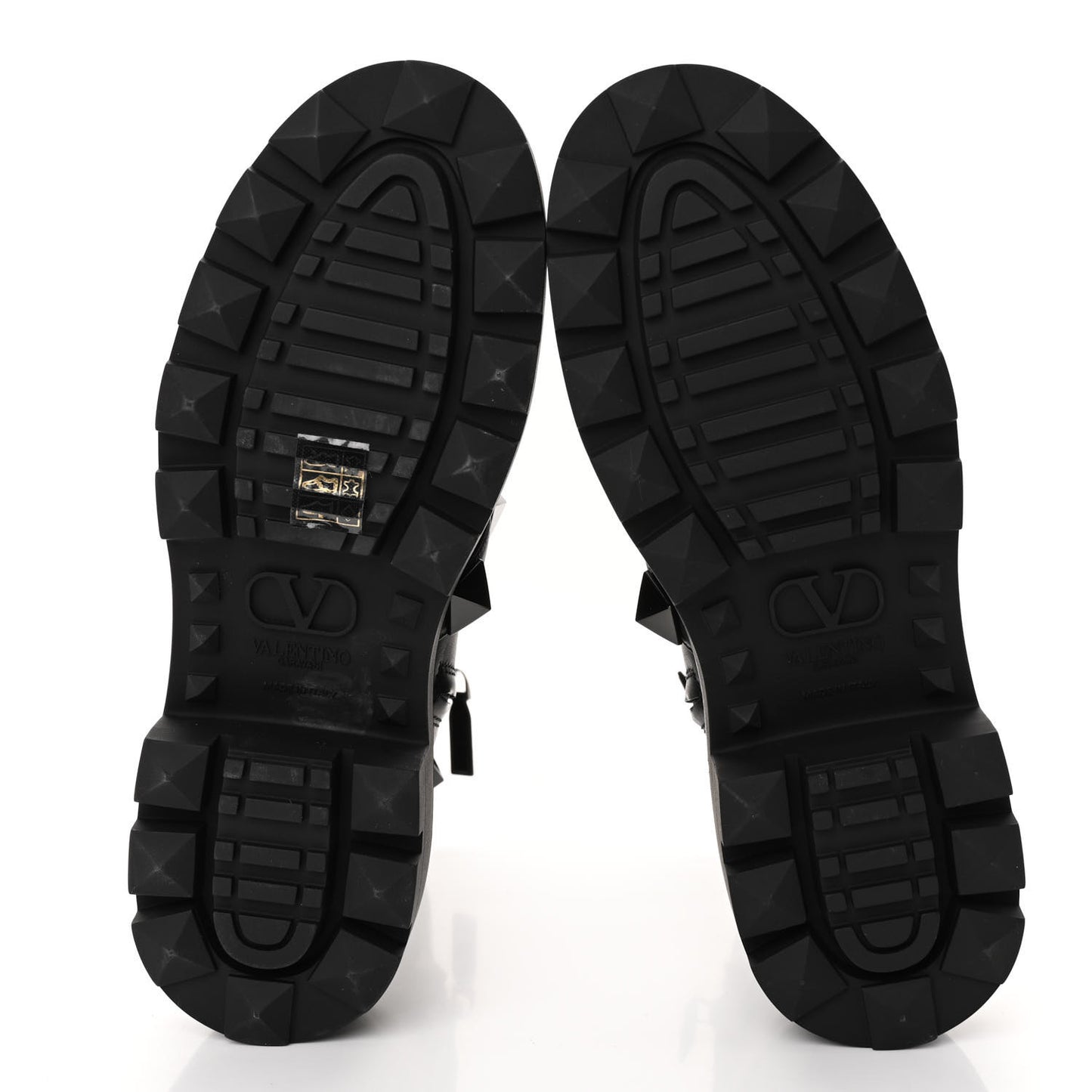 Calfskin Tonal Roman Stud 20/40mm Combat Boots 40 Black