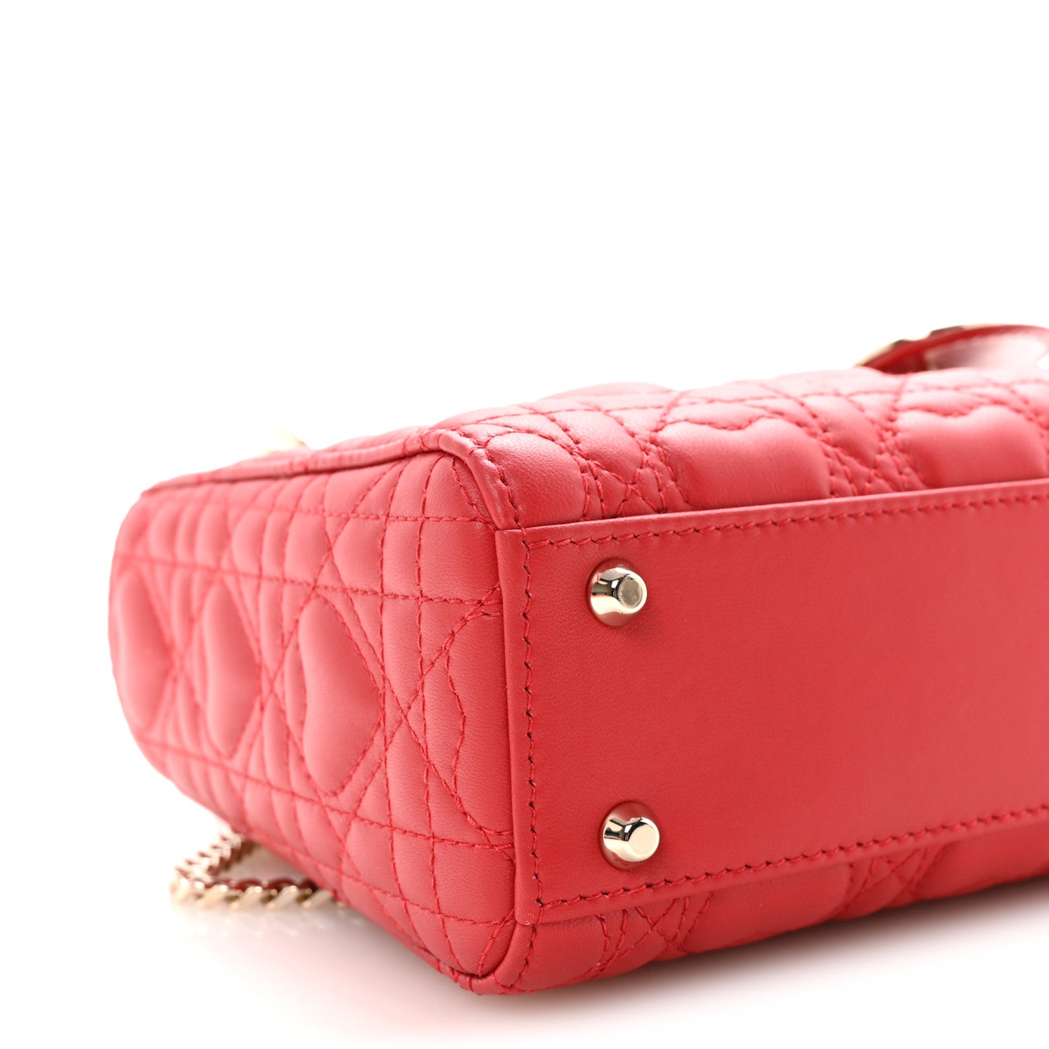 Christian Dior Calfskin Cannage Dioramour Mini Lady Dior Bag Bright Red 8 of 10