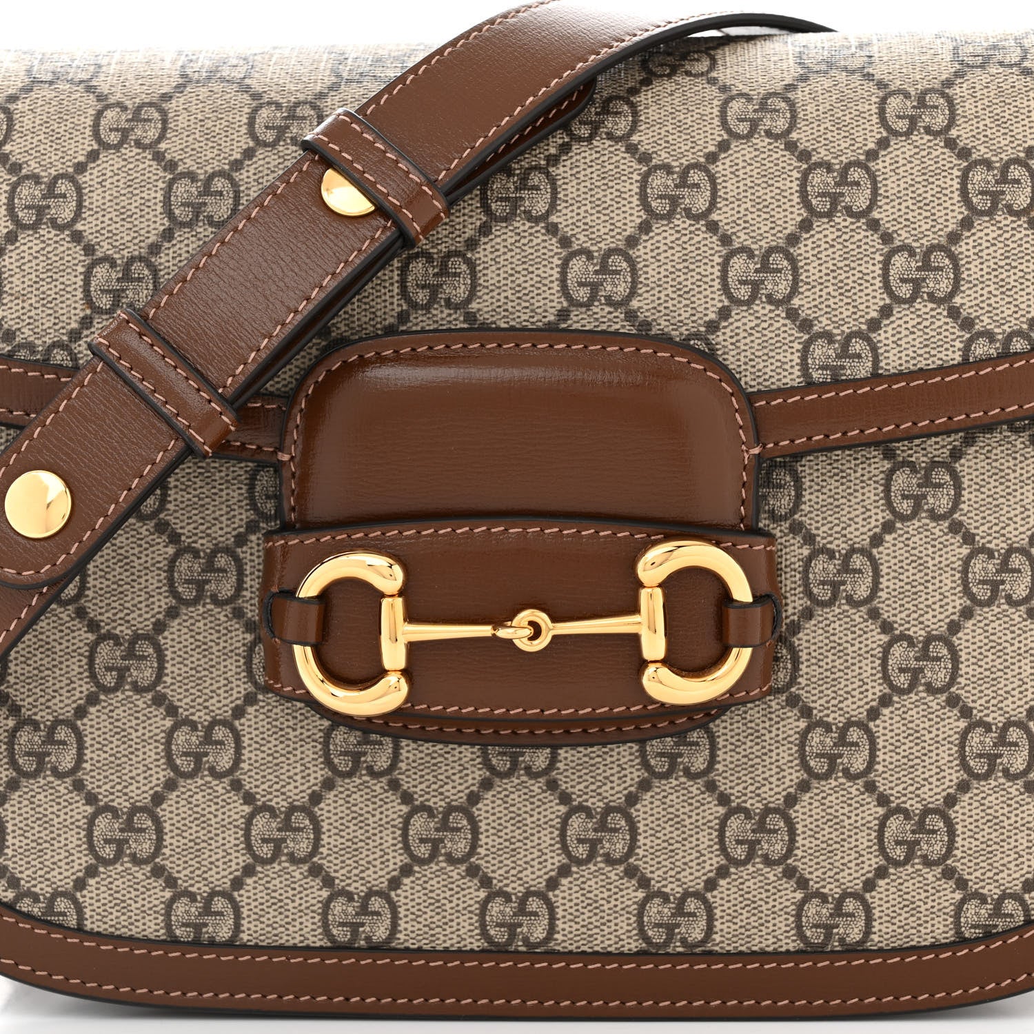 Gucci GG Supreme Monogram Horsebit 1955 Shoulder Bag Beige Brown Sugar 8 of 10