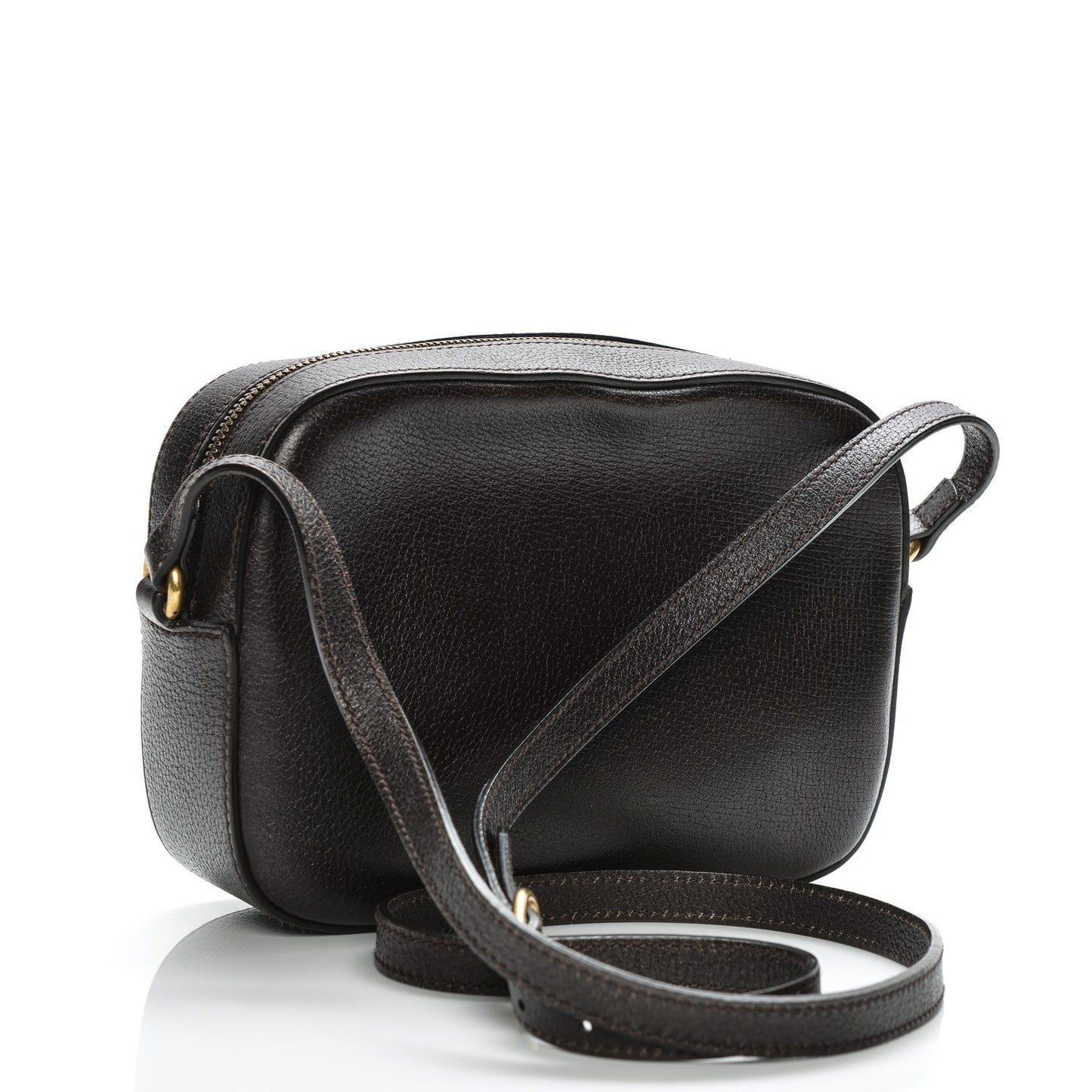 Textured Calfskin Web Small Webby Bee Shoulder Bag Brown Coffee