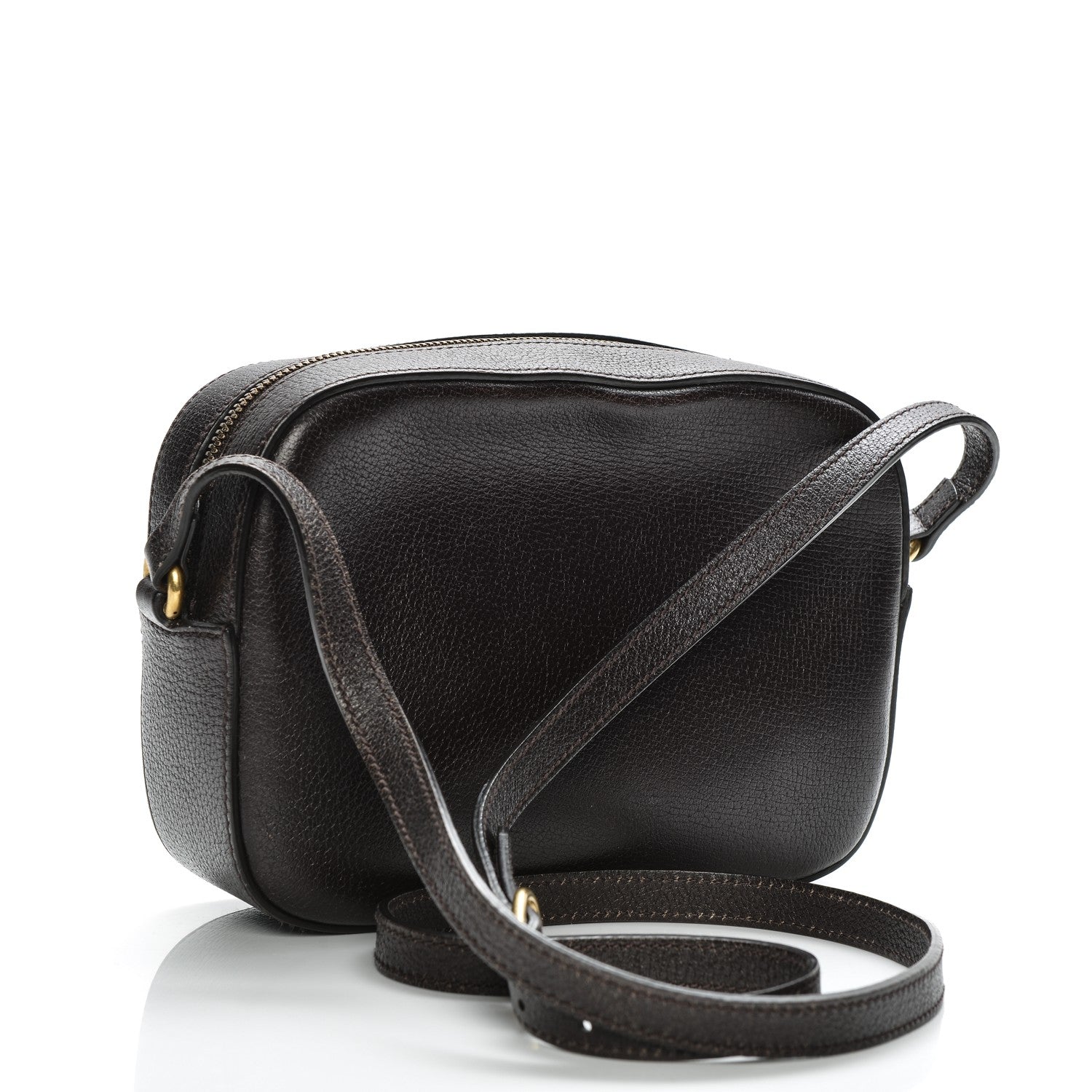 Gucci Textured Calfskin Web Small Webby Bee Shoulder Bag Brown Coffee 3 of 9