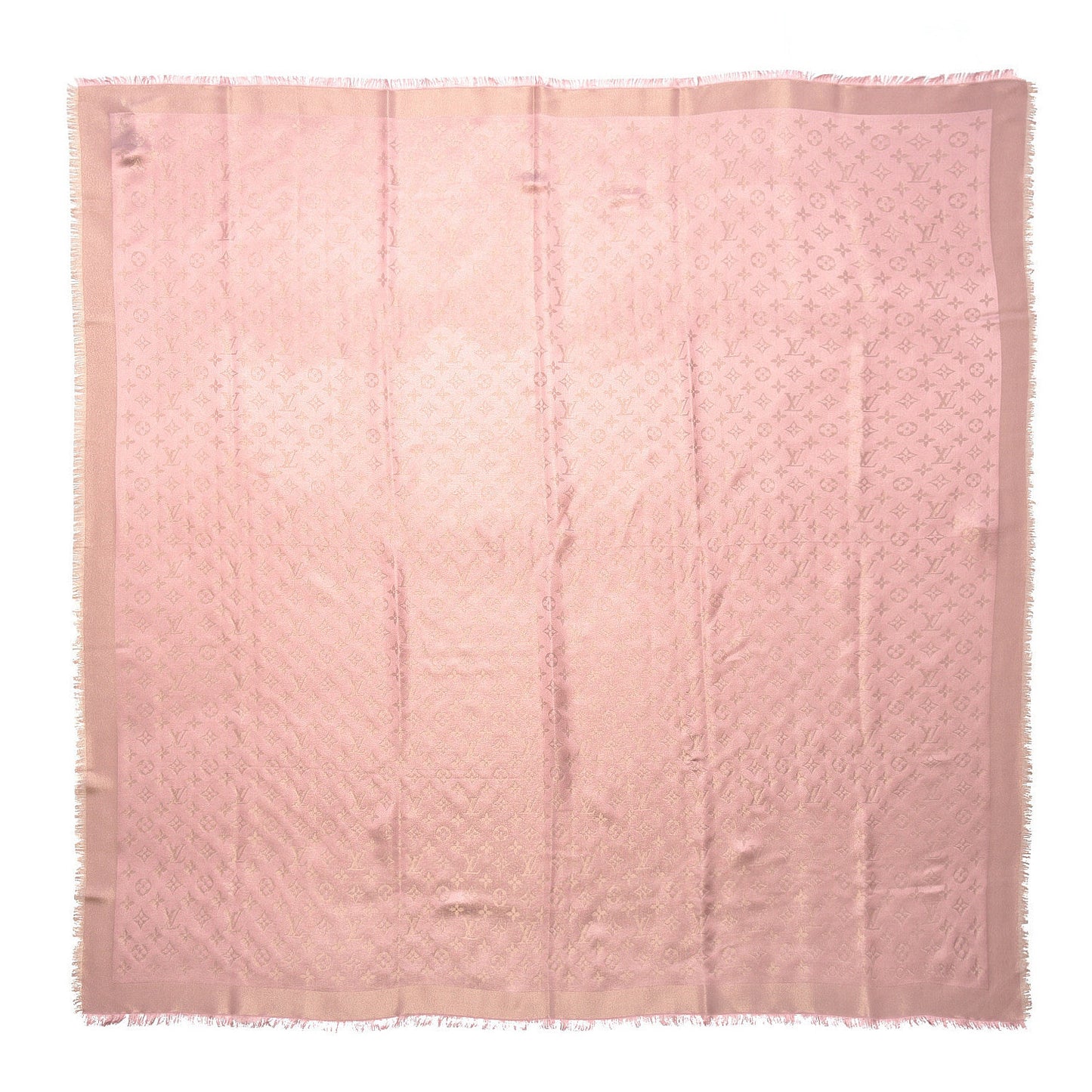 Silk Wool Monogram Shine Shawl Rose