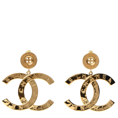 Chanel Metal Large Paris Button Earrings Gold 1 of 4