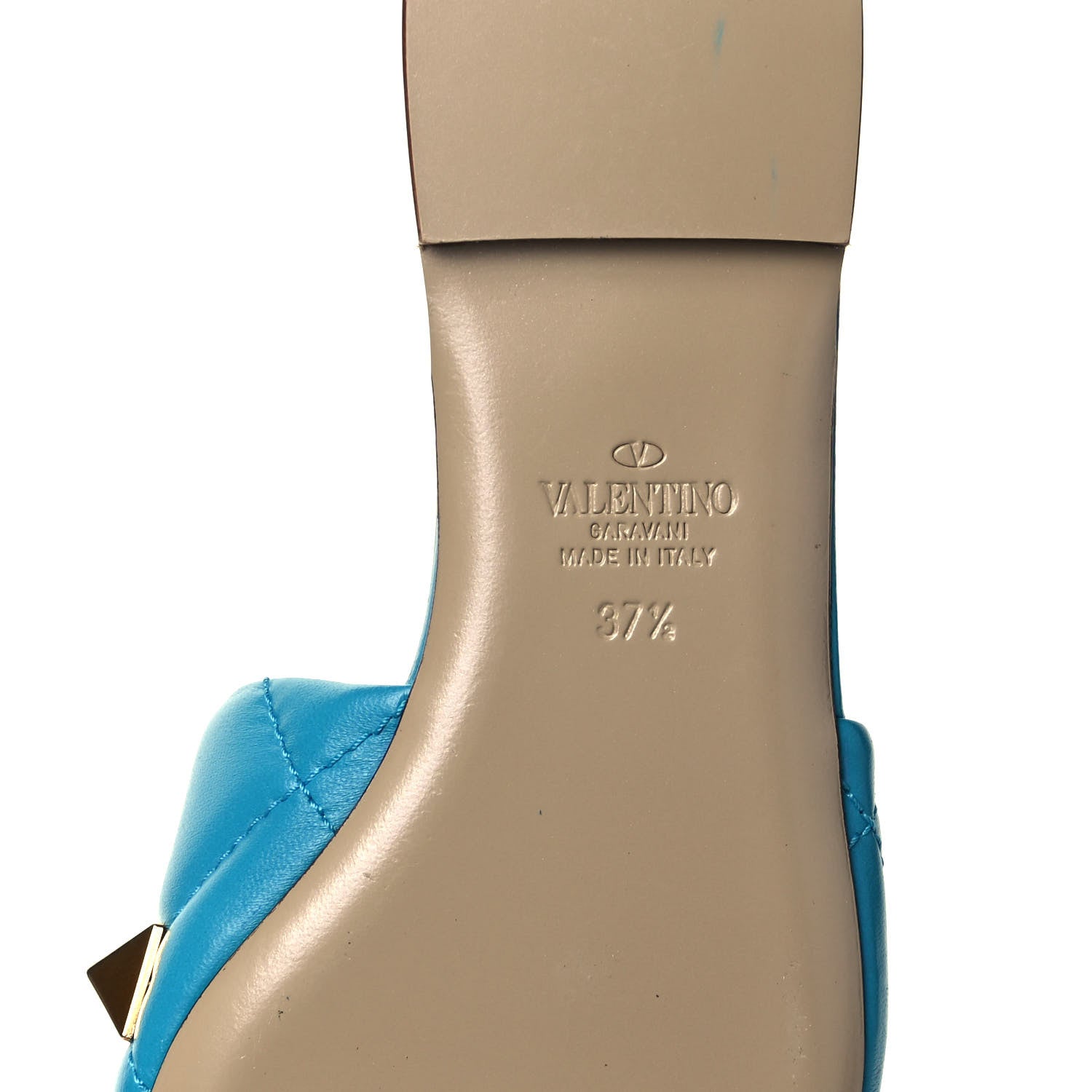 Valentino Garavani Nappa Roman Stud Flat Slide Sandals 37.5 Sky Fall 6 of 7