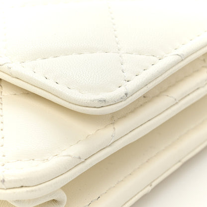 Chanel Lambskin Quilted CC Pearl Crush Wallet on Chain WOC White 14 of 19