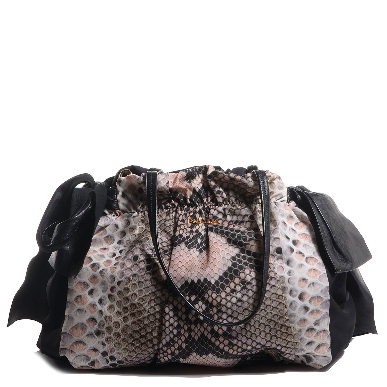 Prada Nylon Python Print Large Bow Bag Naturale 1 of 9
