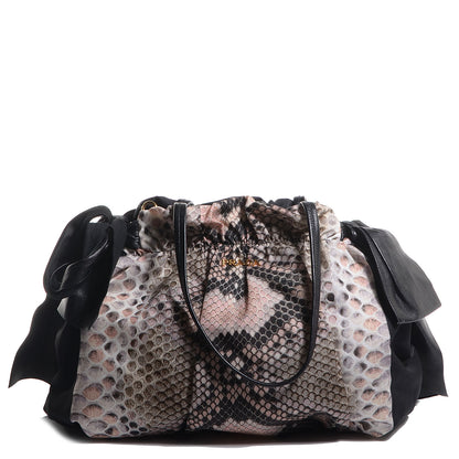 Prada Nylon Python Print Large Bow Bag Naturale 1 of 9