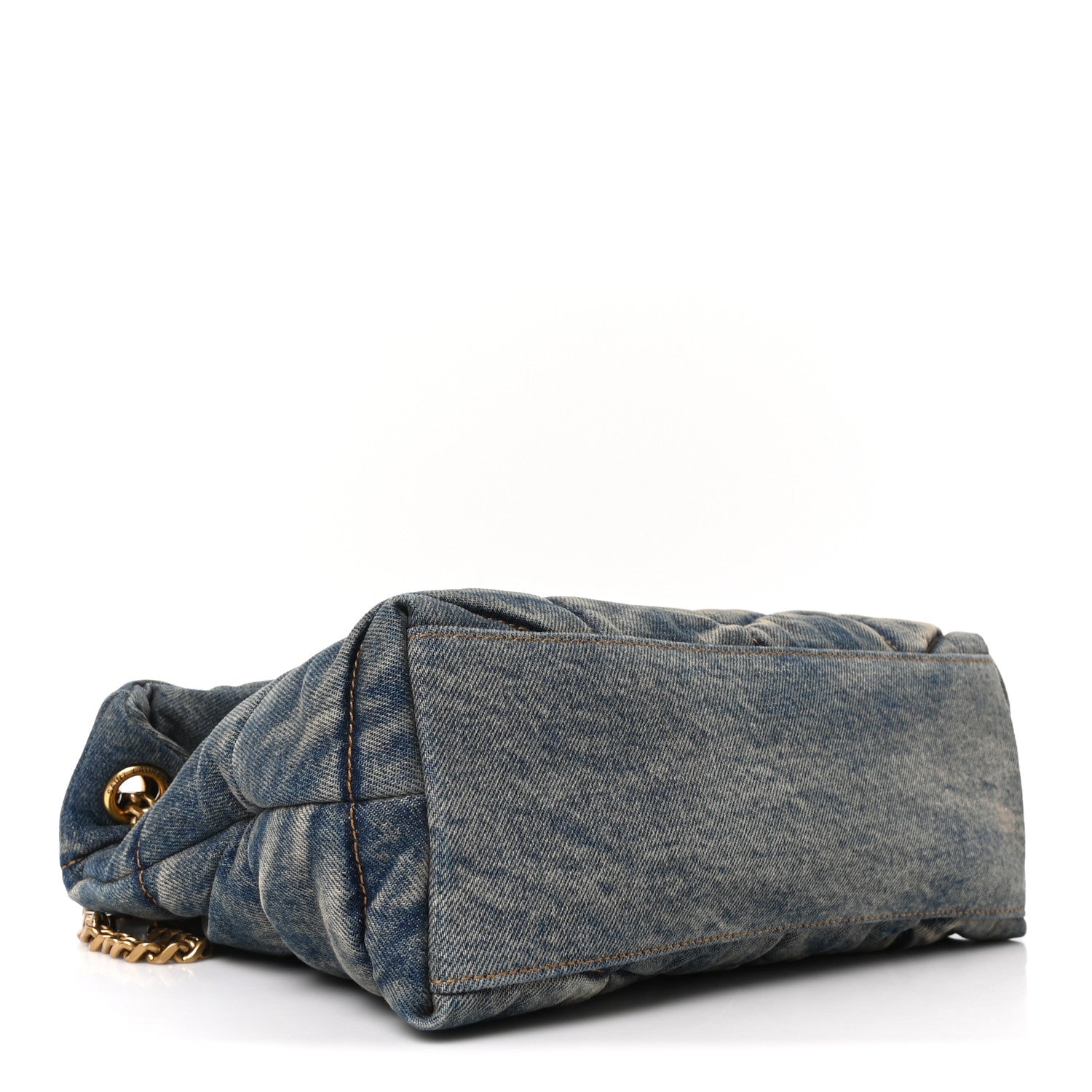 Saint Laurent Denim Quilted Small Loulou Puffer Monogram Chain Satchel Blue Cinnamon 4 of 10