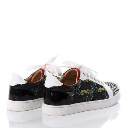 Christian Louboutin Calfskin Patent Satin Jaguar Printed Spike Vieira Low Top Sneakers 36 5 of 10