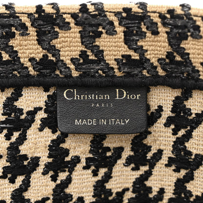 Christian Dior Canvas Houndstooth Embroidered Book Tote Beige Black 6 of 12