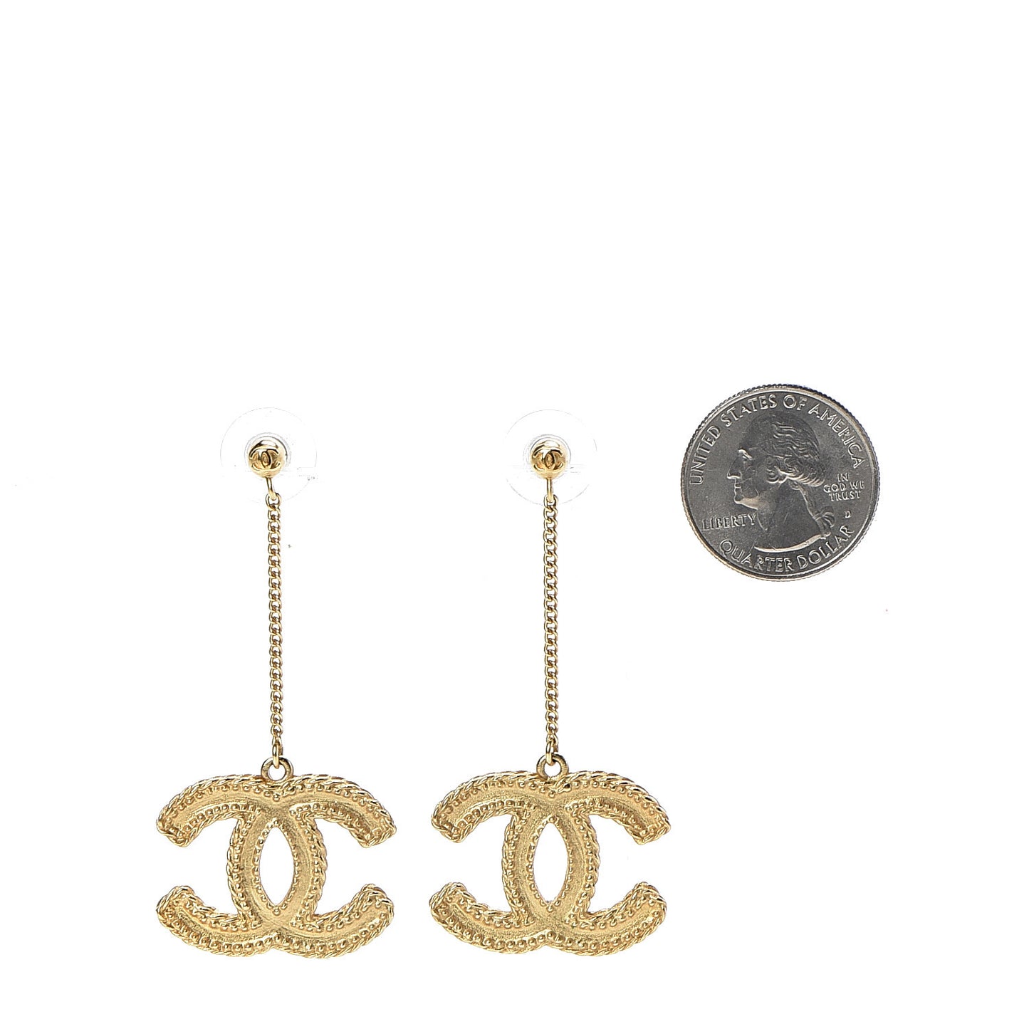 CC Drop Earrings Matte Gold