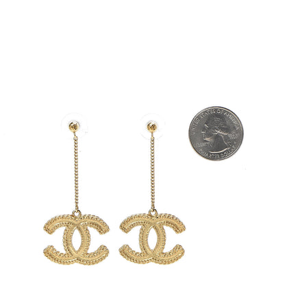 Chanel CC Drop Earrings Matte Gold 2 of 5
