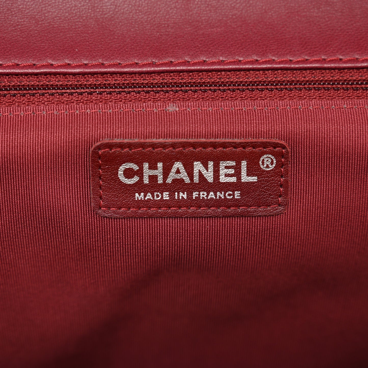 Lambskin Chevron Quilted Large Surpique Flap Dark Red