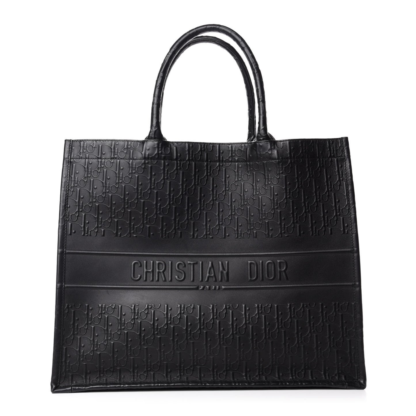 Oblique Calfskin Embossed Book Tote Black