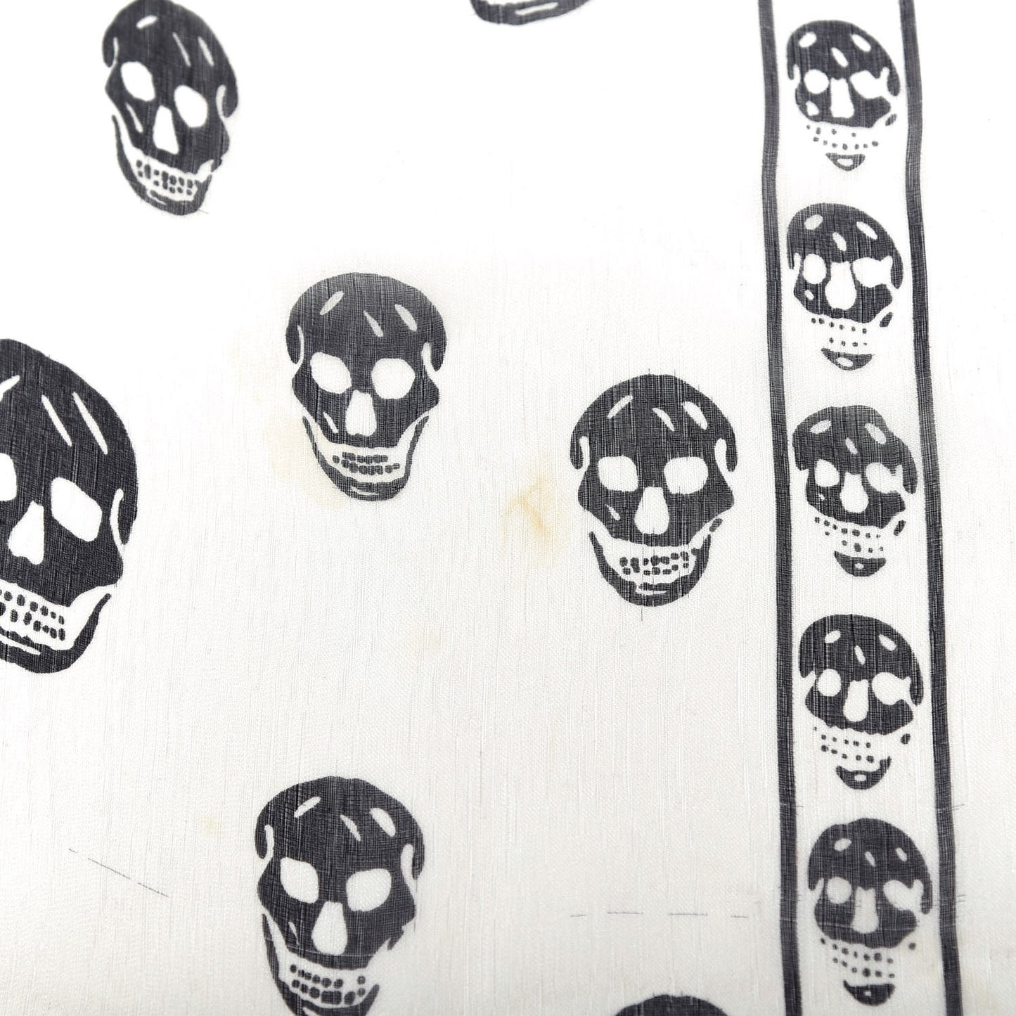 Silk Chiffon Skull Scarf Ivory Black
