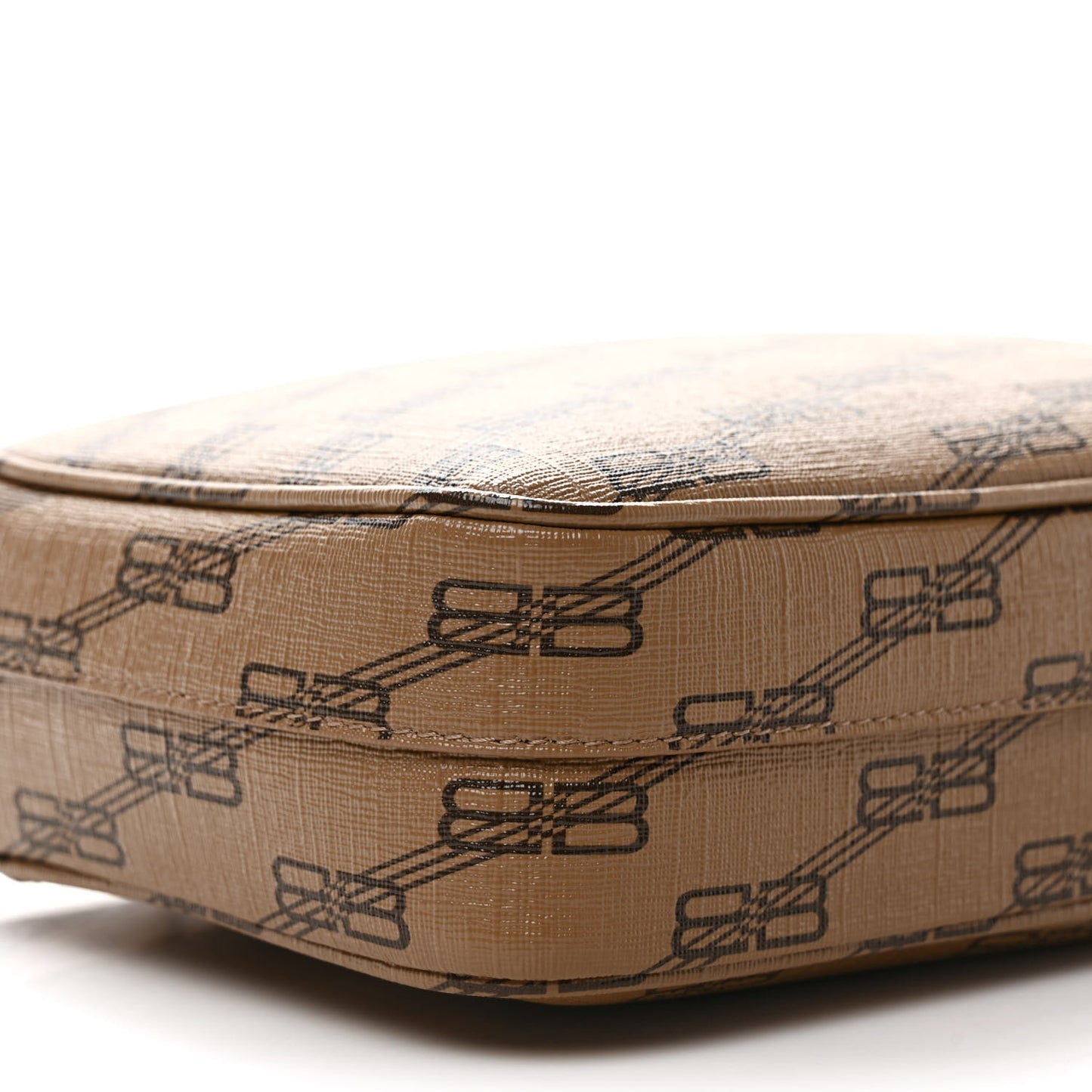 Coated Canvas BB Monogram Medium Signature Camera Bag Beige Brown