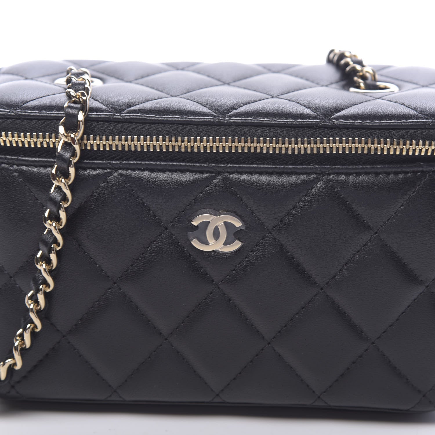 Chanel Lambskin Quilted Small Vanity Case With Chain Black 8 of 11