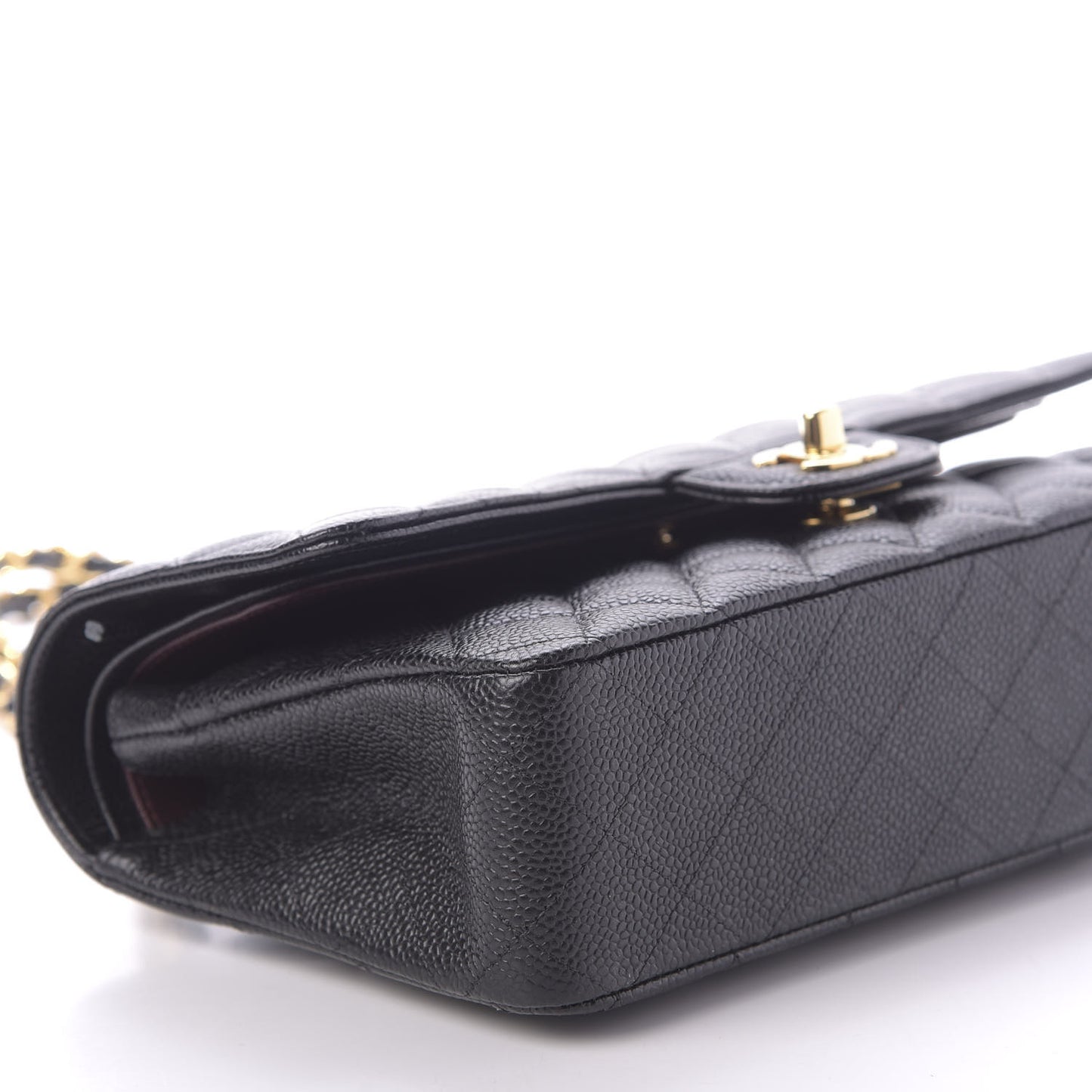 Caviar Quilted Medium Double Flap Black