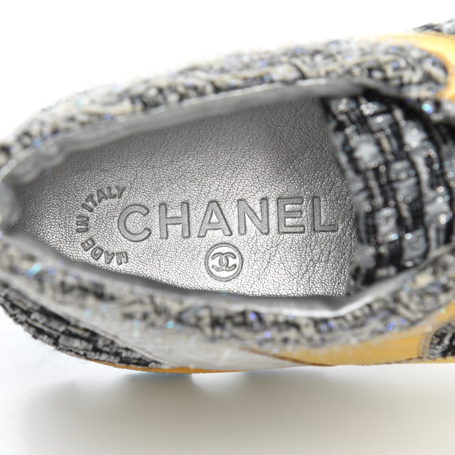 Chanel Tweed Lambskin Tennis Sneakers 42 Black White Argent 6 of 14
