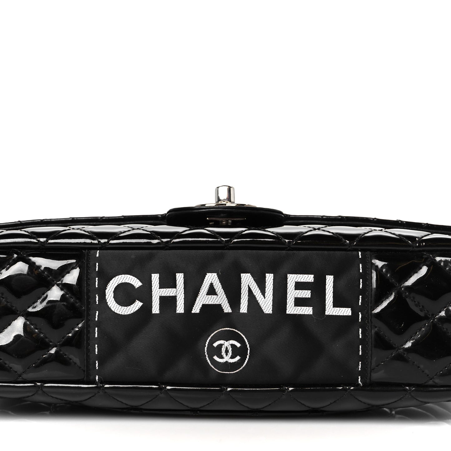 Patent Quilted Secret Label Medium Flap Black