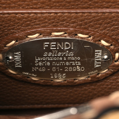 Fendi Cuoio Romano Raffia Woven Petite Peekaboo I SEE U Satchel Natural Gianduia 6 of 9