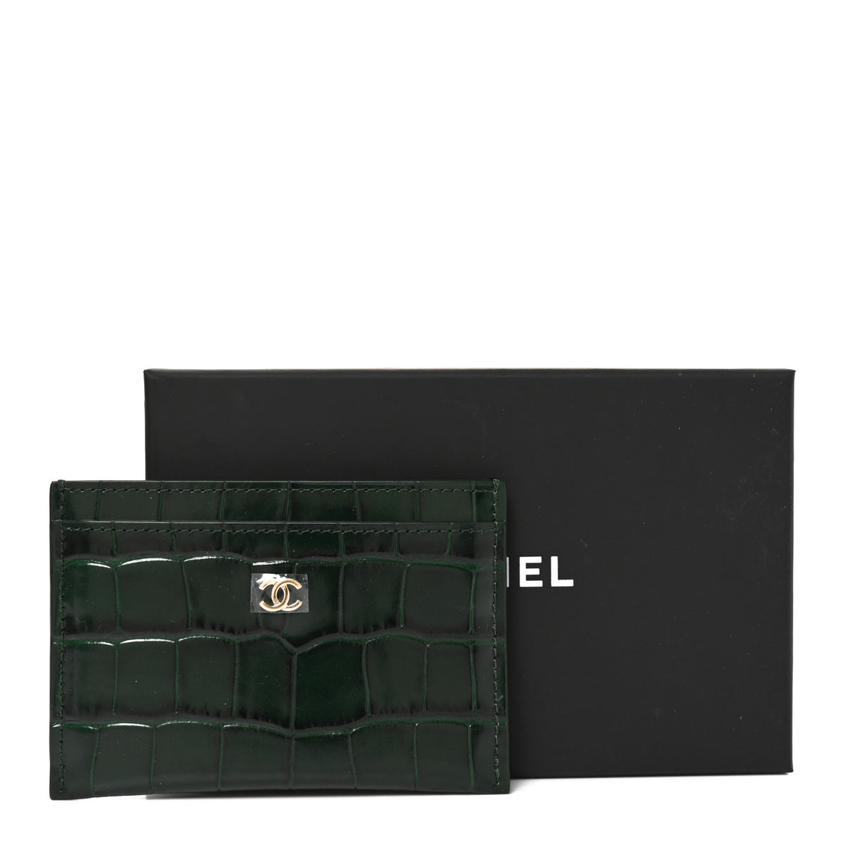 Chanel Calfskin Crocodile Embossed Crococo Card Holder Emerald 8 of 8