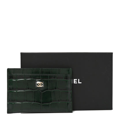 Chanel Calfskin Crocodile Embossed Crococo Card Holder Emerald 8 of 8