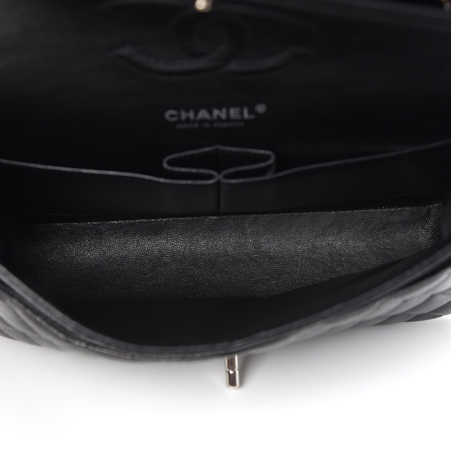 Caviar Quilted Medium Double Flap Black