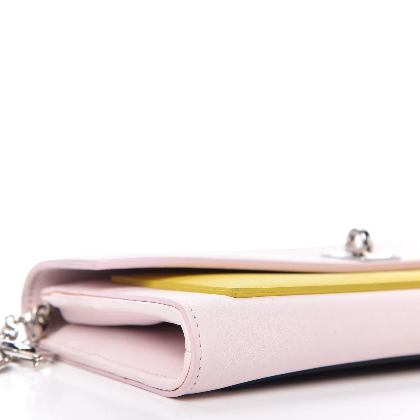 Calfskin Tri-Color Wallet On Chain Pink